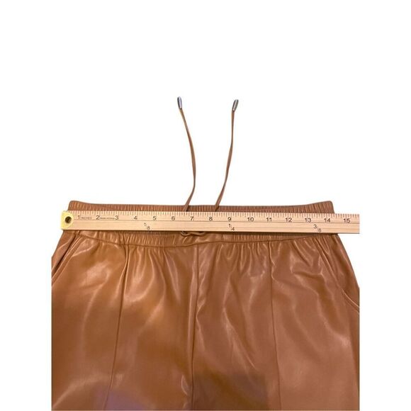 NWT Love Tree Faux Leather Drawstring Elastic Waist Pants Camel L - Picture 3 of 7